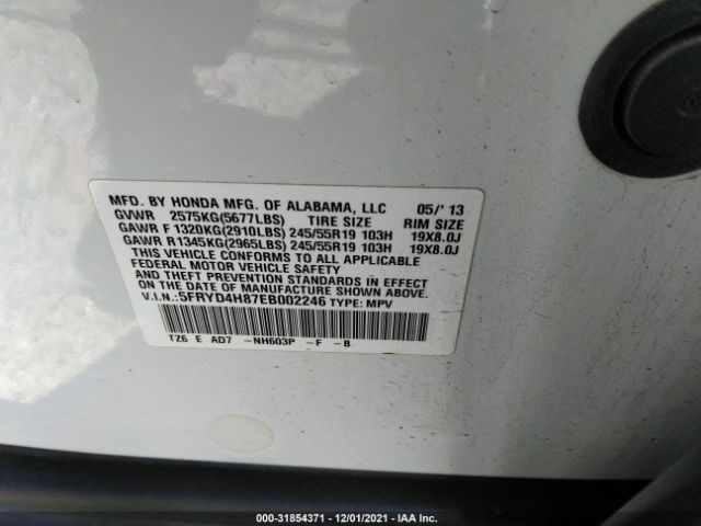 5FRYD4H87EB002246 Acura Mdx Advance/entertainment Pkg