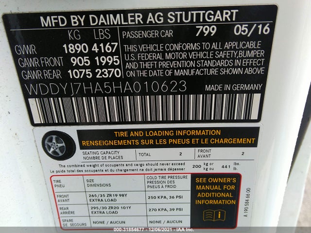 2017 Mercedes-Benz AMG GT, VIN: WDDYJ7HA5HA010623
