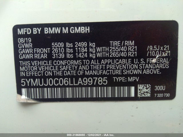2020 BMW X4, VIN: 5YMUJ0C06LLA99785