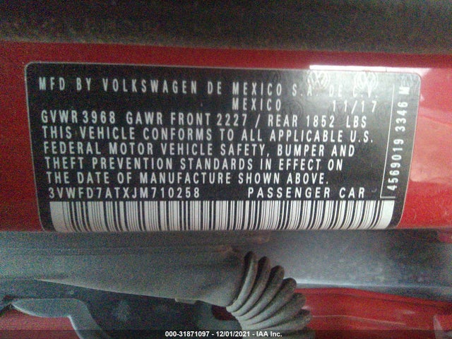 2018 Volkswagen Beetle, VIN: 3VWFD7ATXJM710258