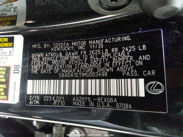 58ADA1C11MU003498 Lexus Es Es 300h