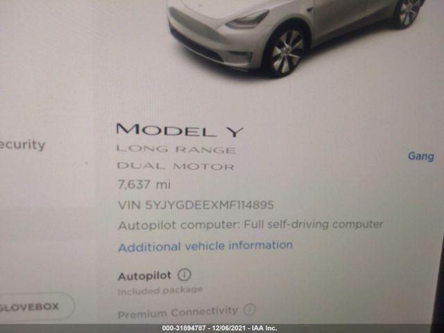 5YJYGDEEXMF114895 Tesla Model Y Long Range Dual Motor All-wheel Drive