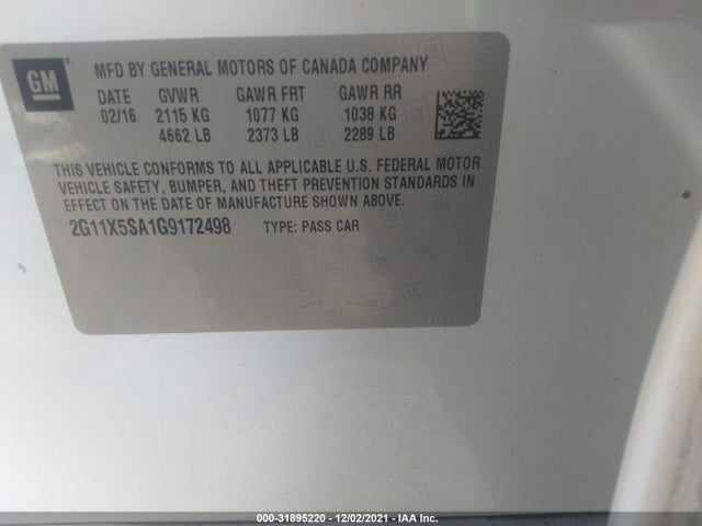 Chevrolet IMPALA LS 2016 2G11X5SA1G9172498 Image 9