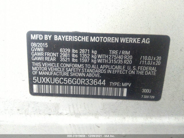 2016 BMW X6, VIN: 5UXKU6C56G0R33644