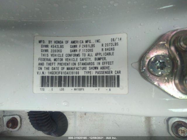1HGCR3F81EA039166 Honda Accord Ex-l V-6