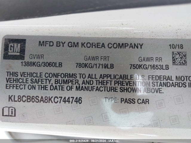 Chevrolet Spark Ls Cvt 2019 KL8CB6SA8KC744746 Image 9