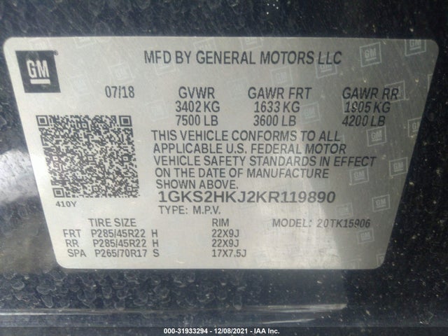 2019 GMC Yukon XL, VIN: 1GKS2HKJ2KR119890
