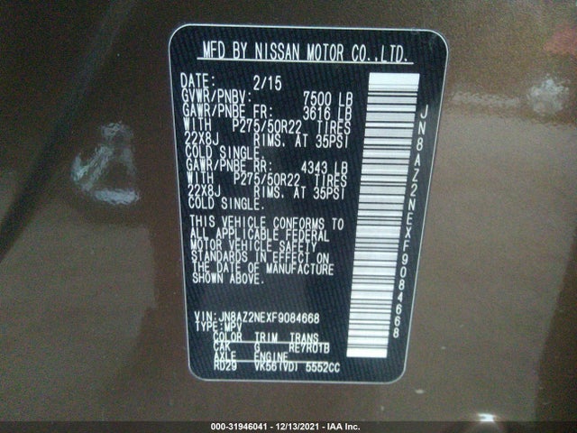 2015 Infiniti QX80, VIN: JN8AZ2NEXF9084668