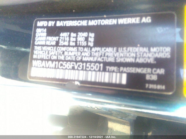 2015 BMW X1, VIN: WBAVM1C56FV315501