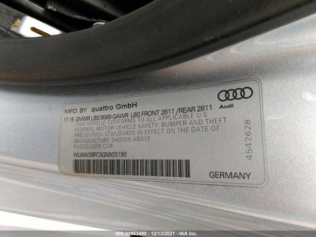 2016 Audi S7, VIN: WUAW2BFC6GN903190
