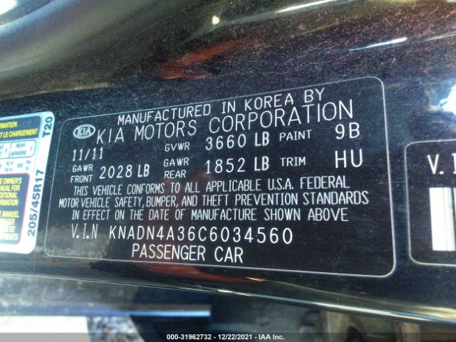 KNADN4A36C6034560 KIA Rio Sx