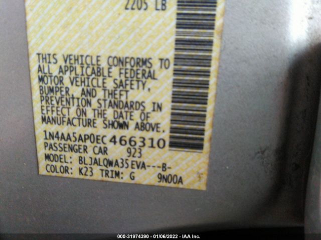 1N4AA5AP0EC466310 Nissan Maxima 3.5 S/3.5 Sv