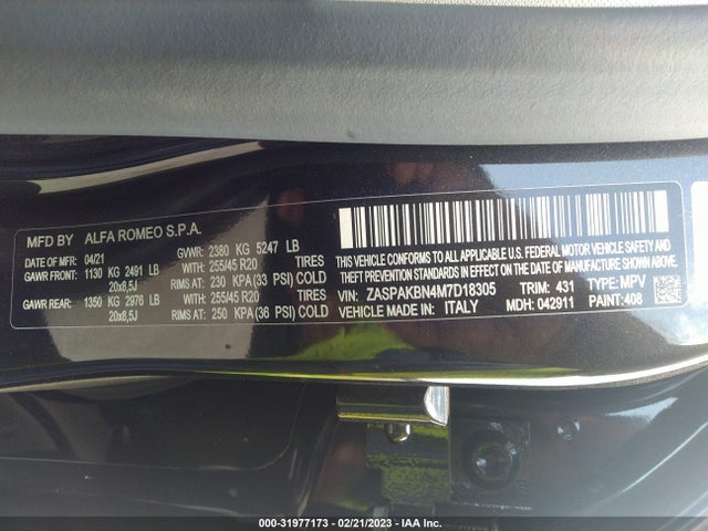 ZASPAKBN4M7D18305 Alfa Romeo STELVIO TI