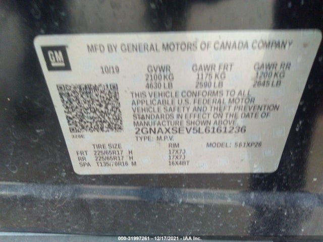 Chevrolet EQUINOX LS 2020 2GNAXSEV5L6161236 Image 9