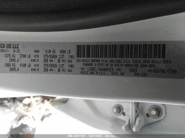 RAM 1500 Laramie 2019 1C6RREJT4KN894519 Image 11