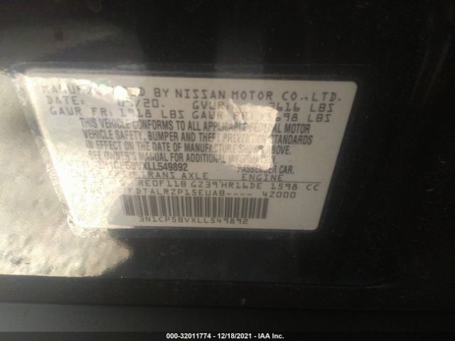 3N1CP5BVXLL549892 Nissan Kicks S Xtronic Cvt
