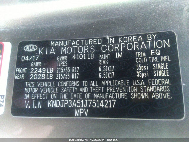 KIA SOUL + 2018 KNDJP3A51J7514217 Image 9