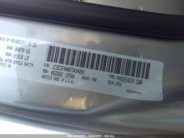 Dodge DART SE 2015 1C3CDFAA8FD434281 Image 9