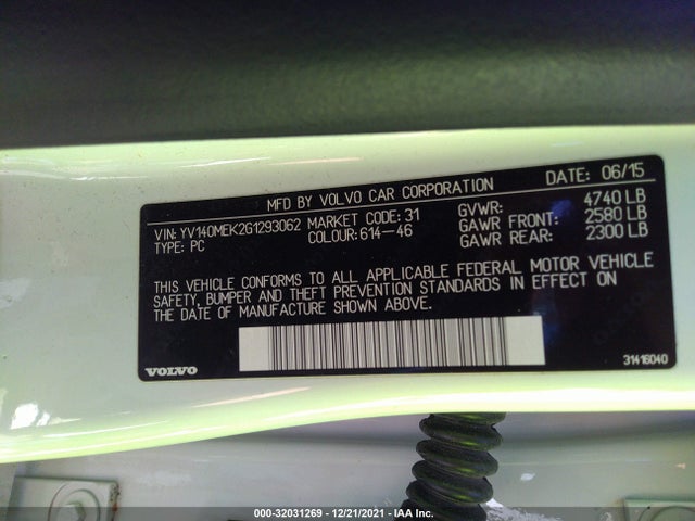 2016 Volvo V60, VIN: YV140MEK2G1293062