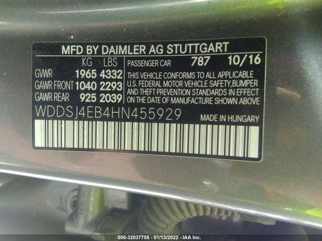 2017 Mercedes-Benz CLA-Class, VIN: WDDSJ4EB4HN455929