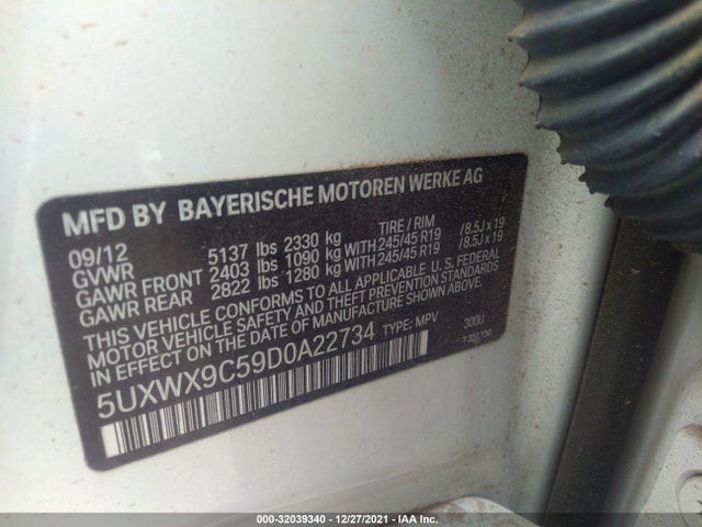 BMW X3 Xdrive28i 2013 5UXWX9C59D0A22734 Image 9