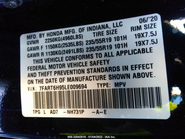 2020 Honda CR-V, VIN: 7FART6H95LE009694