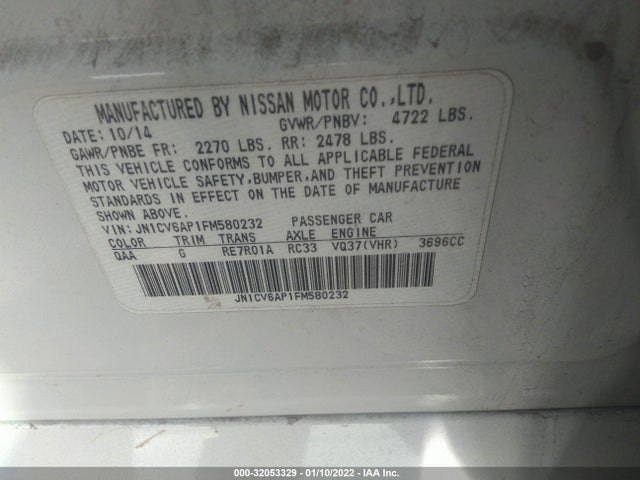 2015 Infiniti Q40, VIN: JN1CV6AP1FM580232