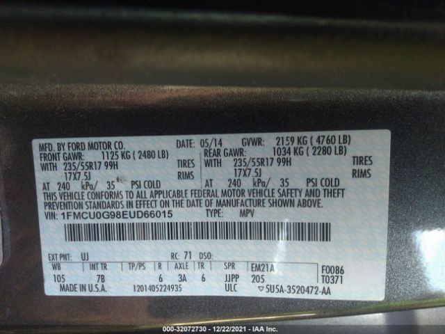 1FMCU0G98EUD66015 Ford ESCAPE SE