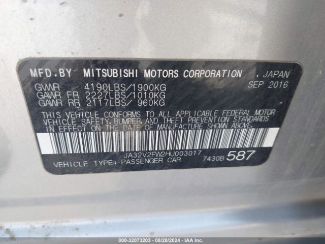 JA32V2FW2HU003017 Mitsubishi Lancer Sel/es/se