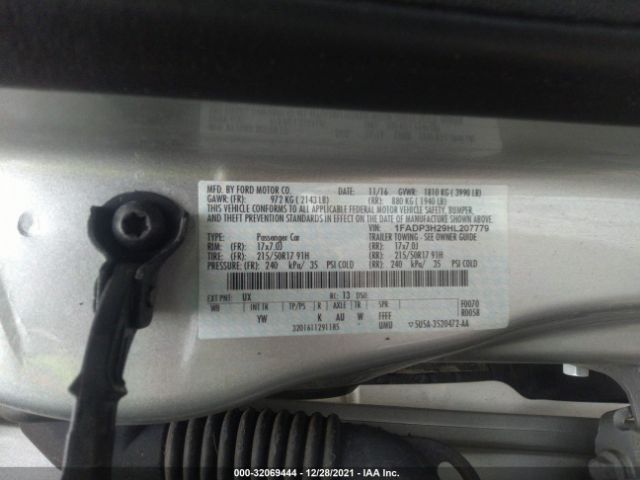 1FADP3H29HL207779 Ford FOCUS SEL