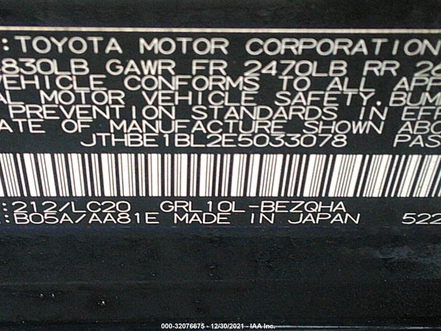 JTHBE1BL2E5033078 Lexus GS 350