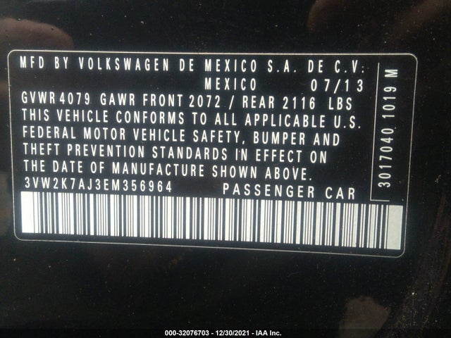 Volkswagen JETTA SEDAN 2014 3VW2K7AJ3EM356964 Image 11