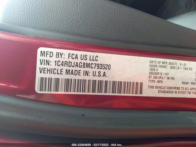 Dodge Durango Sxt Plus 2021 1C4RDJAG8MC793520 Image 9