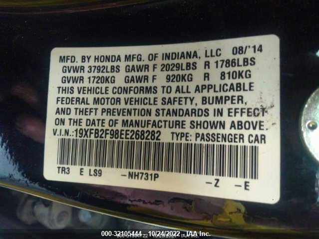 Honda Civic Ex-l 2014 19XFB2F98EE268282 Image 9
