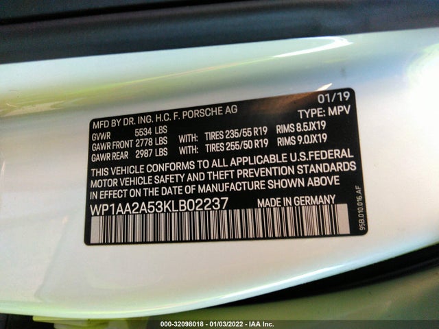 2019 Porsche Macan, VIN: WP1AA2A53KLB02237