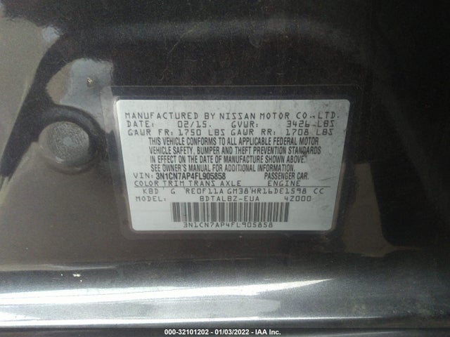 2015 Nissan Versa, VIN: 3N1CN7AP4FL905858
