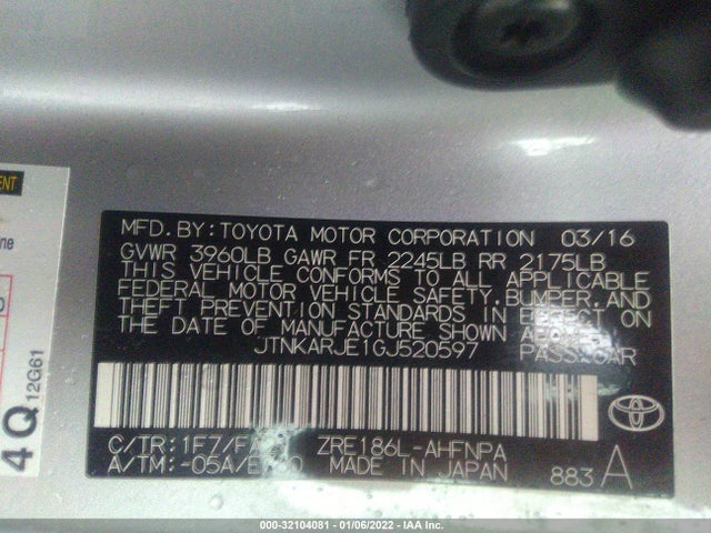 2016 Scion IM, VIN: JTNKARJE1GJ520597