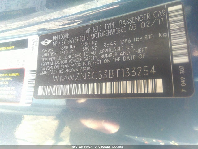 2011 MINI COOPER WMWZN3C53BT133254 Photo 8