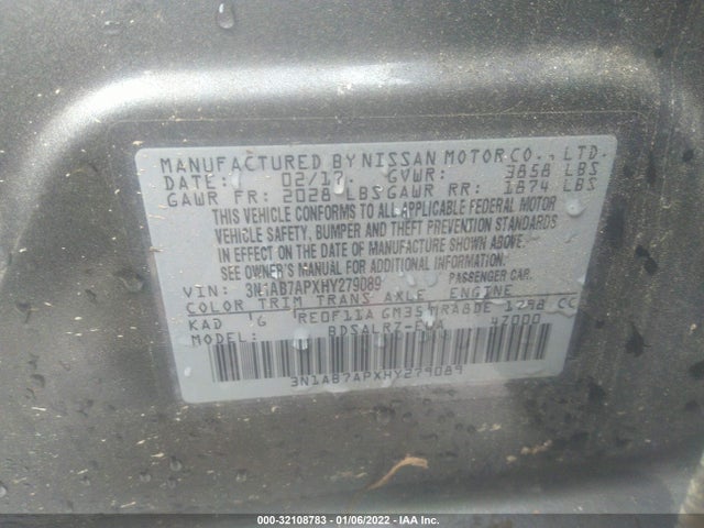 2017 Nissan Sentra, VIN: 3N1AB7APXHY279089