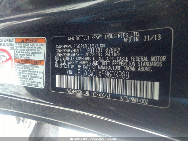 2014 Subaru BRZ, VIN: JF1ZCAC1XE9603989