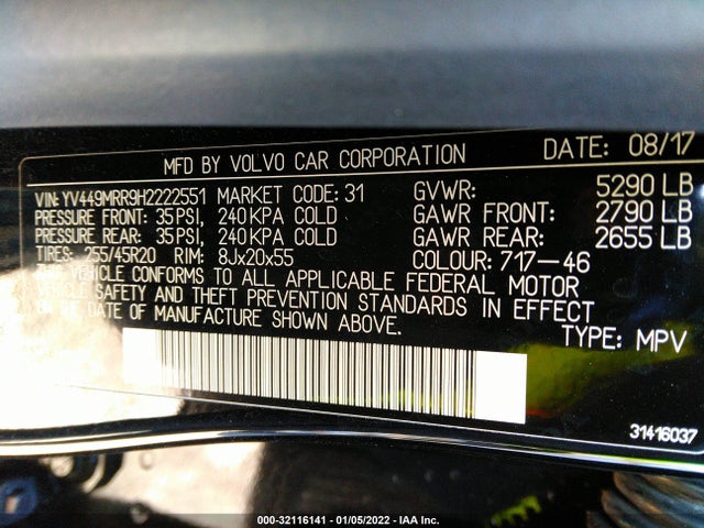 2017 Volvo XC60, VIN: YV449MRR9H2222551