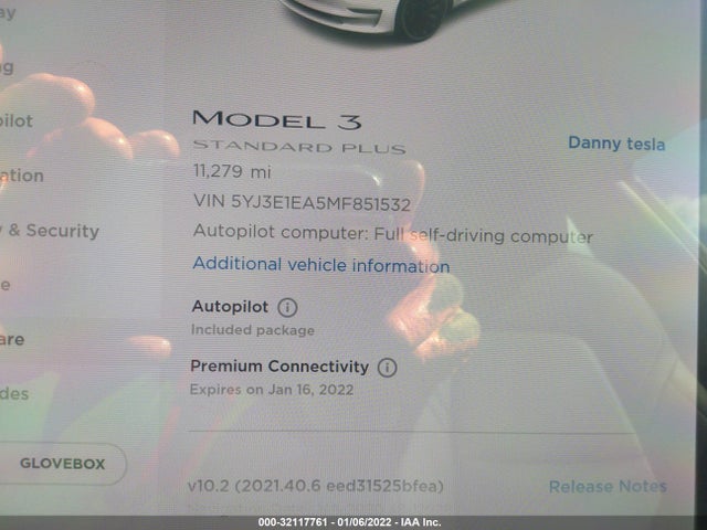 Tesla Model 3 Standard Range Plus 2021 5YJ3E1EA5MF851532 Image 8