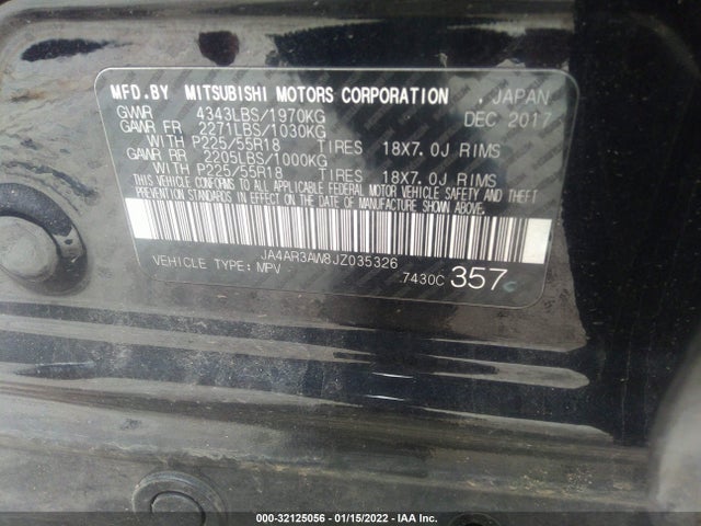 JA4AR3AW8JZ035326 Mitsubishi Outlander Sport Se 2.4