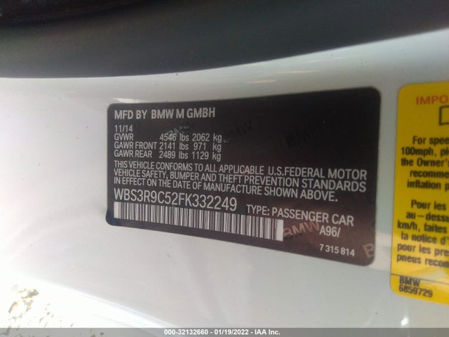 2015 BMW M4, VIN: WBS3R9C52FK332249