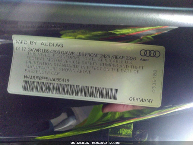 2017 Audi A3, VIN: WAUUPBFF5HA095419