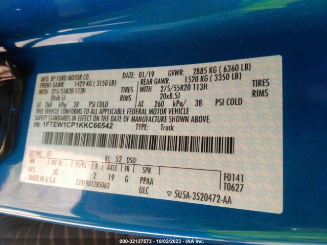 1FTEW1CP1KKC66542 Ford F-150 Xl/xlt/lariat