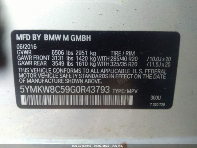 5YMKW8C59G0R43793 BMW X6 M