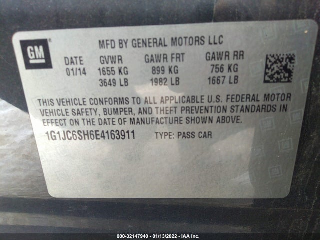 Chevrolet SONIC LT 2014 1G1JC6SH6E4163911 Image 11