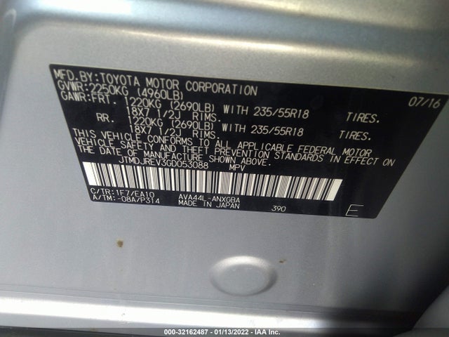 2016 Toyota RAV4, VIN: JTMDJREV3GD053088