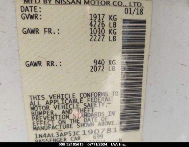 1N4AL3AP5JC190781 Nissan Altima 2.5 Sv